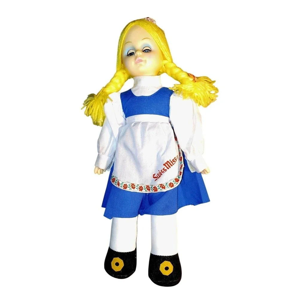 Vintage Swiss Miss Plush Doll Blonde‎ Yarn Braids Blue Sleep Eyes Smith & Margol